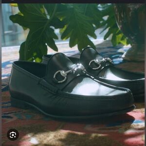 GUCCI Men's Horsebit loafers Black & Silver Sz 9.5 EUC